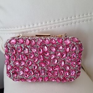 Pink Crystal Embellished Clutch